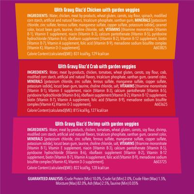 Show full view: Friskies Glaz’d & Infuz’d Wet Cat Food Variety Pack with Chicken, Crab or Shrimp Wet Cat Food, 5.5-oz. can, 12 count slide 7 of 11