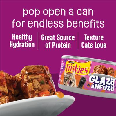Show full view: Friskies Glaz’d & Infuz’d with Gravy Glaz’d Chicken Wet Cat Food, 5.5-oz. can, 24 count slide 9 of 10