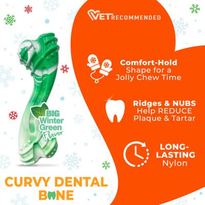 Show full view: Nylabone Holiday Power Chew Curvy Dental Bone Dog Toy, Wintergreen, Large slide 3 of 9