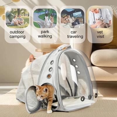 Show full view: Halinfer Breathable Bubble Cat Backpack Carrier, Grey slide 6 of 6