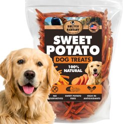 Brutus & Barnaby Single Ingredient Sweet Potato Fries Grain-Free Dehydrated Dog treats, 8-oz bag