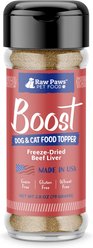Raw Paws Boost Freeze-Dried Beef Liver Food Topper Powder Supplement for Dogs & Cats, 2.8-oz