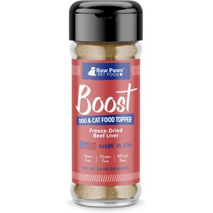 Raw Paws Boost Freeze-Dried Beef Liver Food Topper Powder Supplement for Dogs & Cats, 2.8-oz