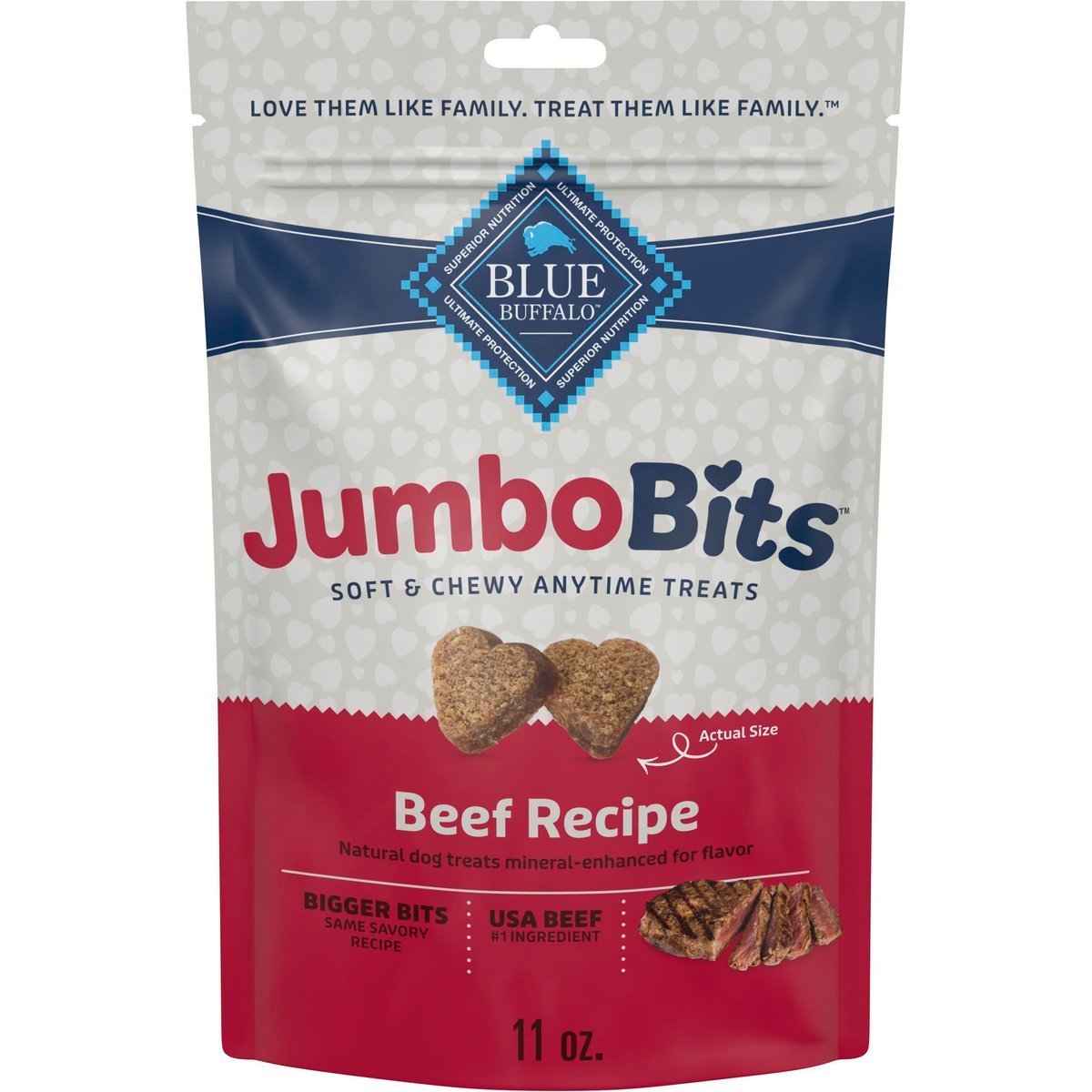 Blue Buffalo Jumbo Bits Beef Recipe Soft & Chewy Dog Treats, 11-oz bag