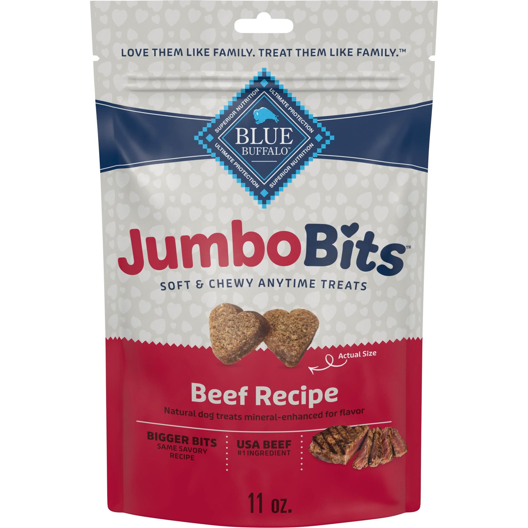 Blue Buffalo Jumbo Bits Beef Recipe Soft & Chewy Dog Treats, 11-oz bag