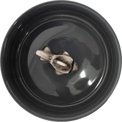 Show full view: Kensie Eco-Friendly Ceramic Fish Water Bowl for Cats & Dogs, Medium: 2.6-cup, Grey slide 4 of 4