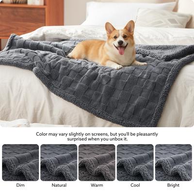 Show full view: Invenho Checkerboard Print Dog & Cat Blanket, Grey, Medium slide 7 of 9