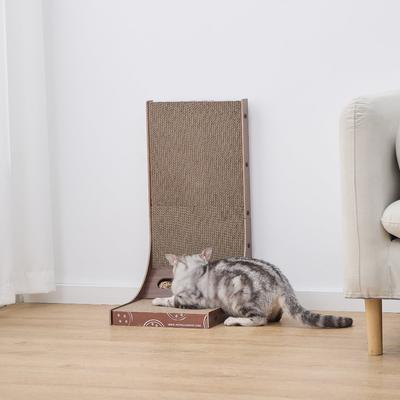 Show full view: Petpals Poly Angled Cat Scratcher with Replaceable Corrugated Inserts, Rattan Toy & Adjustable Stabilizers, Brown, Large slide 6 of 8