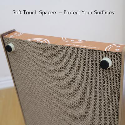 Show full view: Petpals Poly Angled Cat Scratcher with Replaceable Corrugated Inserts, Rattan Toy & Adjustable Stabilizers, Brown, Large slide 5 of 8