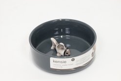 Kensie Eco-Friendly Ceramic Fish Water Bowl for Cats & Dogs, Medium: 2.6-cup, Grey