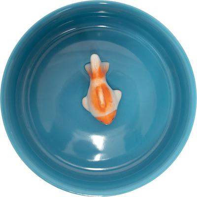 Show full view: Kensie Eco-Friendly Ceramic Fish Water Bowl for Cats & Dogs, Medium: 2.6-cup, Blue slide 4 of 4