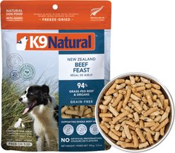 K9 Natural New Zealand Beef Feast Grain-Free Adult Freeze-Dried Dog Food, 3.5-oz bag