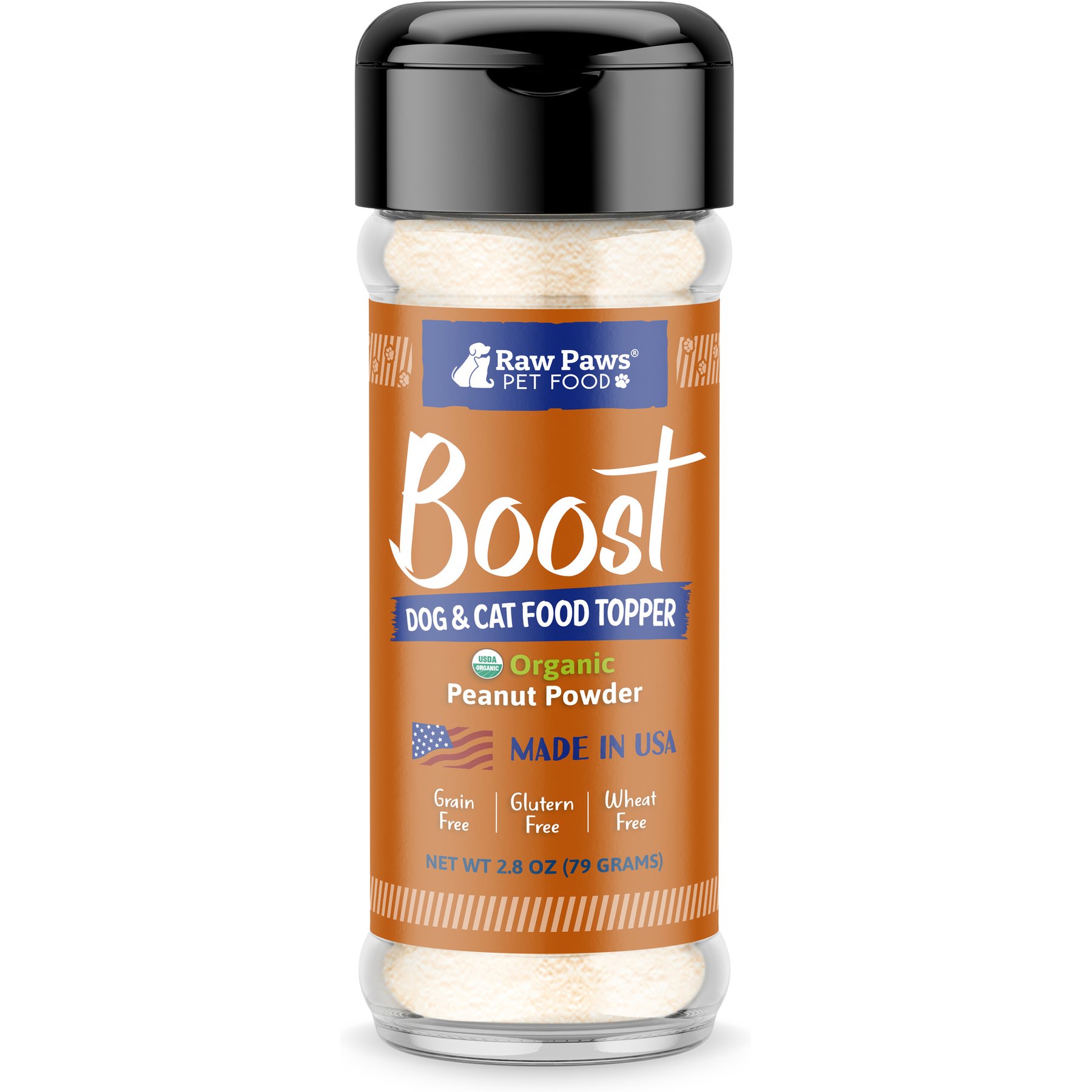 Raw Paws Boost Organic Peanut Food Topper Powder Supplement for Dogs & Cats, 2.8-oz bottle