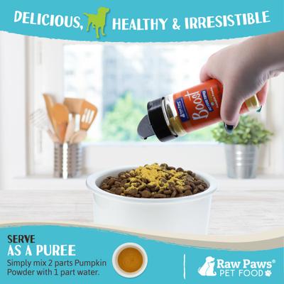 Show full view: Raw Paws Boost Organic Pumpkin Food Topper Powder Supplement for Dogs, 3-oz slide 4 of 8