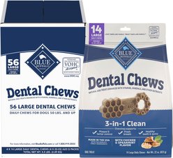 Blue Buffalo Large Dental Dog Chews Bundle, 56 count