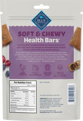 Show full view: Blue Buffalo Soft & Chewy Health Bars Chicken & Mixed Berries Dog Treats, 9-oz bag slide 3 of 10