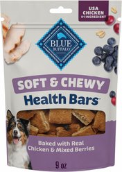 Blue Buffalo Soft & Chewy Health Bars Chicken & Mixed Berries Dog Treats, 9-oz bag