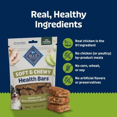 Show full view: Blue Buffalo Soft & Chewy Health Bars Chicken & Apples Dog Treats, 9-oz bag slide 8 of 10