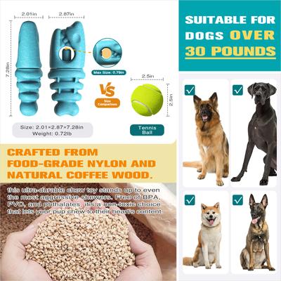 Show full view: KADTC 2 IN 1 Durable Fish Bone Bully Stick Holder & Dog Chew Toy, Blue, Large slide 4 of 8