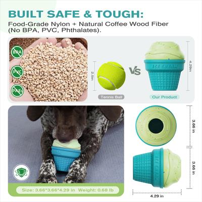 Show full view: KADTC ALl IN ONE 3 in 1 Ice Cream Fillable Freeze Enrichment Dog Treat Dispenser Chew Toy, Large slide 5 of 8