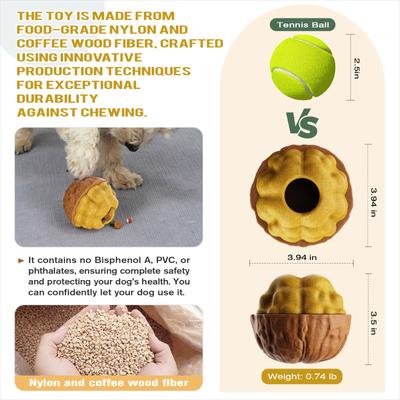 Show full view: KADTC ALl IN ONE 3 in 1 Walnut Fillable Freeze Enrichment Dog Treat Dispenser Chew Toy, Brown, Large slide 4 of 8