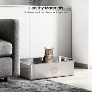 Ptlom Paw Print High Sided Cat Litter Box, X-Large