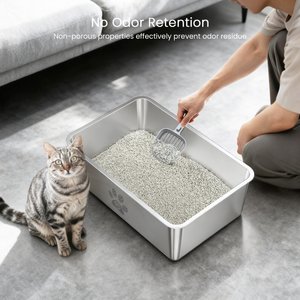 Ptlom Paw Print High Sided Cat Litter Box, X-Large