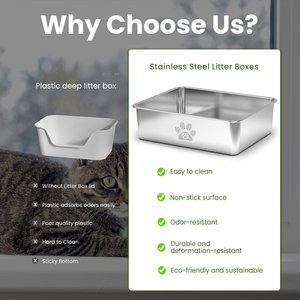 Ptlom Paw Print High Sided Cat Litter Box, X-Large