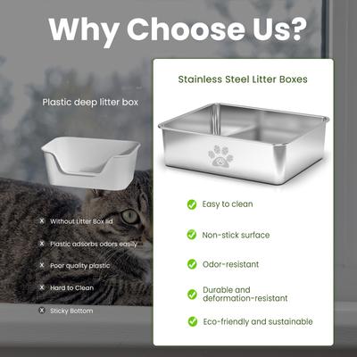 Show full view: Ptlom Paw Print High Sided Cat Litter Box, Medium slide 5 of 10