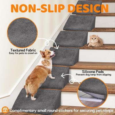 Show full view: MALOROY Anti-Slip Bottom Staircase & Self-Sticky Pads Dog Ramp, Grey slide 8 of 8