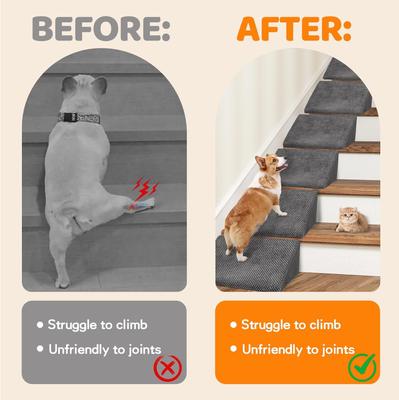 Show full view: MALOROY Anti-Slip Bottom Staircase & Self-Sticky Pads Dog Ramp, Grey slide 6 of 8