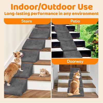 Show full view: MALOROY Anti-Slip Bottom Staircase & Self-Sticky Pads Dog Ramp, Grey slide 7 of 8