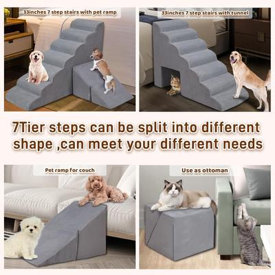 Show full view: MALOROY Non-Slip 7-Step Foam Dog Ramp, Grey, 32-in slide 4 of 7