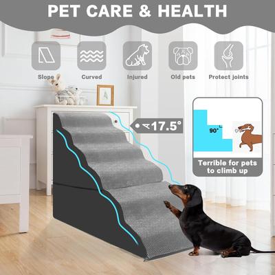 Show full view: MALOROY Non-Slip 6-Step Foam Dog Ramp, Grey, 30-in slide 3 of 7