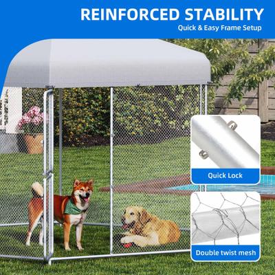 Show full view: Yitahome Dual-Door Design Playpen Outdoor Dog Kennel with UV Resistant Roof & Lock Pen House, Silver, 13 x 11-ft slide 5 of 7