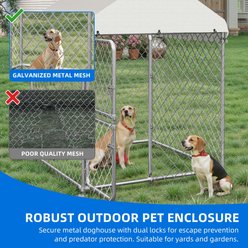 Yitahome Dual-Door Design Playpen Outdoor Dog Kennel with UV Resistant Roof & Lock Pen House, Silver, 4 x 5.4-ft slide 2 of 8