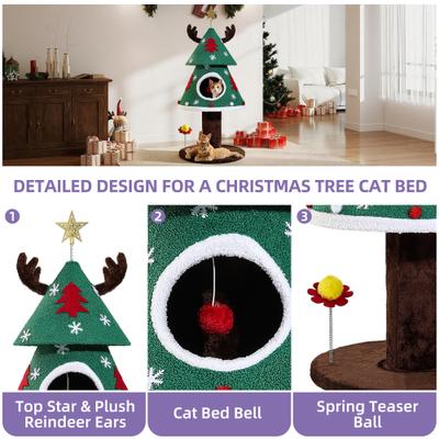 Show full view: Wooflex 40-in Christmas Cat Tree with Condo slide 4 of 10