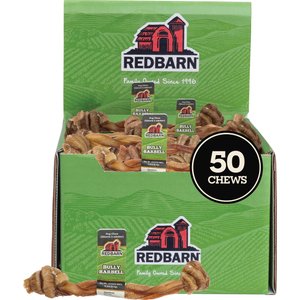 Redbarn Naturals Bully Barbells Dog Treats, case of 50