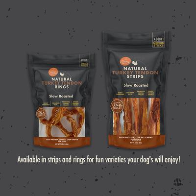 Show full view: Canine Naturals Slow Roasted Turkey Tendon Strips Dog Natural Chew Treats, 3-oz bag slide 7 of 8