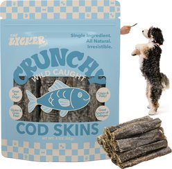 THE LICKER STORE Gluten & Grain-Free Omega-3 Single Ingredient Crunchy Dried Cod Skin Dehydrated Dog Treats, 3-oz bag