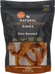 Canine Naturals Slow Roasted Turkey Tendon Rings Dog Natural Chew Treats, 1.69-oz bag, 4 count