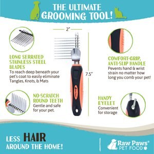 Raw Paws Long Blades Dog Dematting Comb