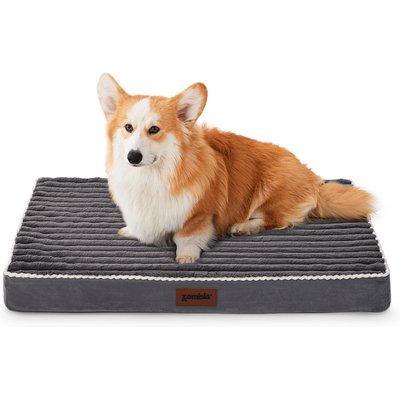 ZOMISIA ZOMISIA Waterproof Egg Crate Foam Filling Orthopedic Dog Crate Bed with Removable Cover, Grey, Large
