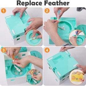 Migipaws 3-in-1 Rechargeable Migibox Plus Hide & Seek Automatic Motion Interactive Electronic Feather Cat Toy, White