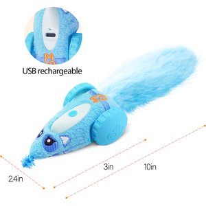 Migipaws Rechargeable Mouse Car Automatic Interactive Electronic Motion Soft Plush Cat Toy, Blue