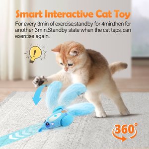 Migipaws Rechargeable Mouse Car Automatic Interactive Electronic Motion Soft Plush Cat Toy, Blue