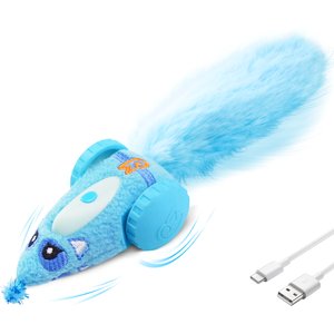 Migipaws Rechargeable Mouse Car Automatic Interactive Electronic Motion Soft Plush Cat Toy, Blue