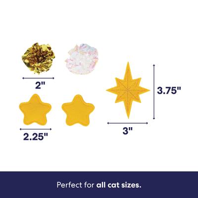 Show full view: Frisco Holiday Stars Felt & Crinkle Variety Pack Cat Toy with Catnip & Silvervine, 5 count slide 2 of 8
