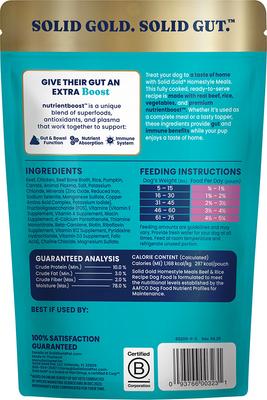 Show full view: Solid Gold Homestyle Meal Skin & Coat Support Chicken + Gut Health Beef Dog Food Topper, 9-oz pouches, case of 2 slide 7 of 9