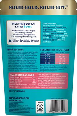 Show full view: Solid Gold Homestyle Meal Skin & Coat Support Chicken + Gut Health Beef Dog Food Topper, 9-oz pouches, case of 2 slide 3 of 9